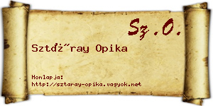 Sztáray Opika névjegykártya